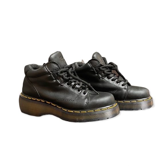 DR. MARTENS Vintage 9357 Black Leather Oxfords Made in England Moto Boot Style
